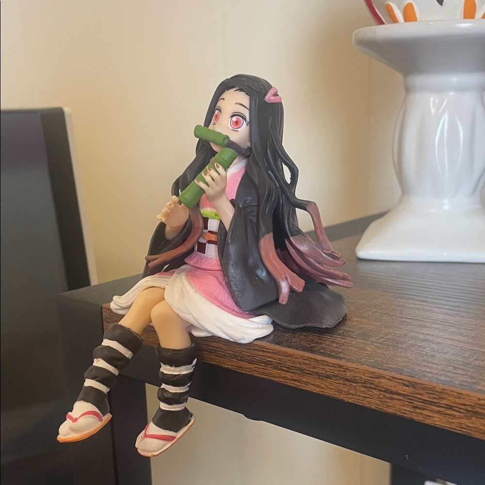 Nezuko Sitting Figurine - Pink, Black, and Green
